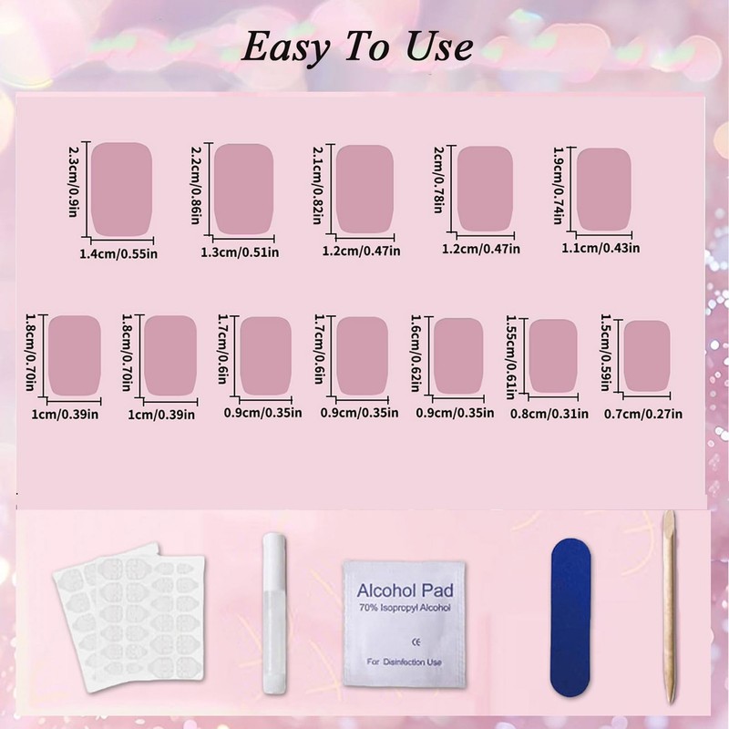 Virellay Rosa Press on Nails - Glänzende Falsche Nägel Mit