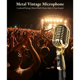 Dynamic Retro Vocal Microphone, Cardioid Microphone in Old Vintage Style, Classic Zinc Alloy Microphone for KTV, Live Performances, Studio Recording, Podcasts