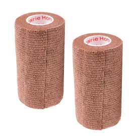 Vet Wrap Tape (Brown) (2 Pack) (2 Inch x 15 feet) Self Adhesive Adherent Adhering Cohesive Flex Self Stick Bandage Grip Roll Dog Cat Pet Horse