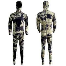 Neoprene Scuba Diving Wetsuit 3MM Winter Warm Men Hood Surfing Front Zipper Snorkeling Spearfishing Hooded Diving Suit (Camouflage Green, X-Large, 3, Millimeters)