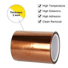 BOMEI PACK Polyimide Tape, 1 Pack High-Temperature Resistant Tape 5inch x 16m(54ft), No Residue Heat-Resistant Tape for Electric Task, 3D Printing, Soldering, Sublimation, Masking