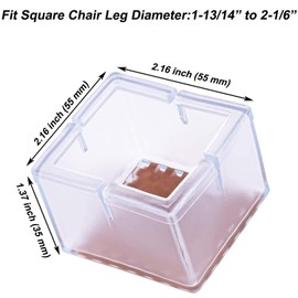 Maydahui 16PCS Square Chair Leg Floor Protectors Silicone Table Furniture Feet Covers Caps Felt Pads Prevents Scratches Fit 1-13/14 to 2-1/6 Inch（49-55mm）