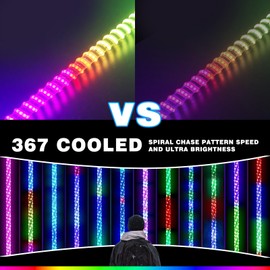Autmens 2PCS-1FT Whip Lights with Remote Control,Spiral RGB Led Whip Light Chasing Patterns Stop Turn Reverse Lighting Modes Safety Lighted Antenna for UTV/ATV/SXS RZR,Dune Buggy,Truck