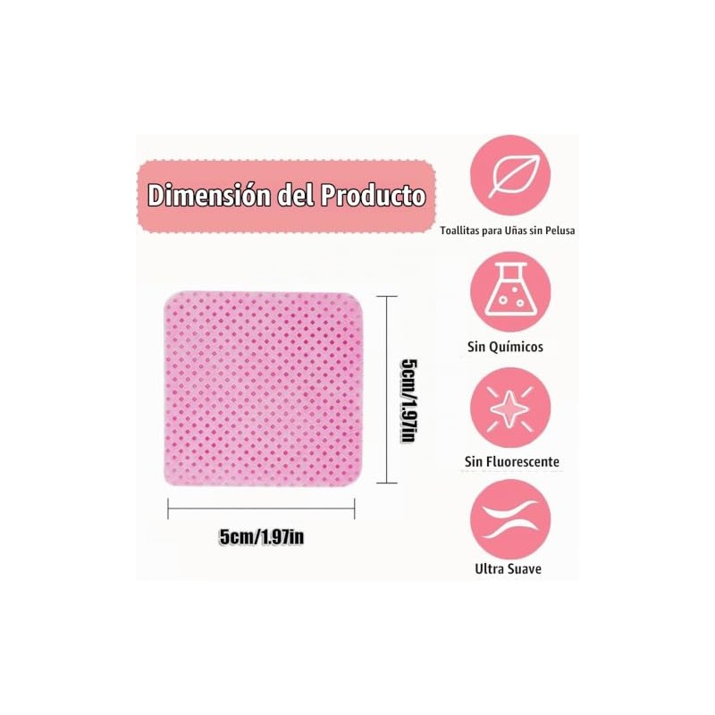 Celulosa para Uñas sin Pelusa, 200Pcs Almohadillas para Limpiar Uñas,