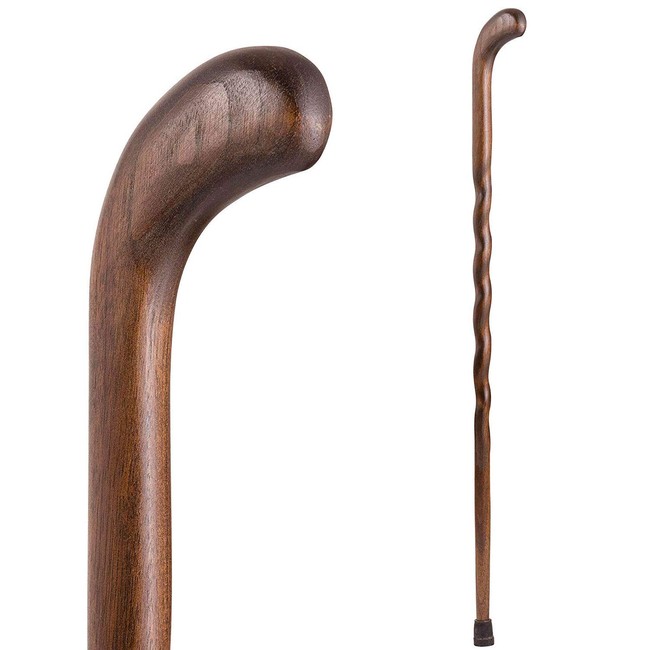 Walking Cane for Men and Women Handcrafted of Lightweight Wood, Walnut, 37 Inch, Pistol
