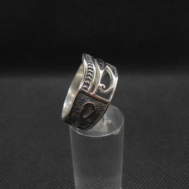 Sterling Silver Men's Ring Amon Ra Eye Solid Hallmarked 925