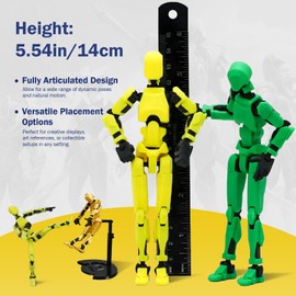 Outgoto Pre-Assembly 3D Printed 5.54'' Dummy13 Action Figure, Multi-Jointed Tian13, Articulated T13 Desktop Decoration,12 in 1 Accessories, Best Birthday Festival Gift (red+Black)