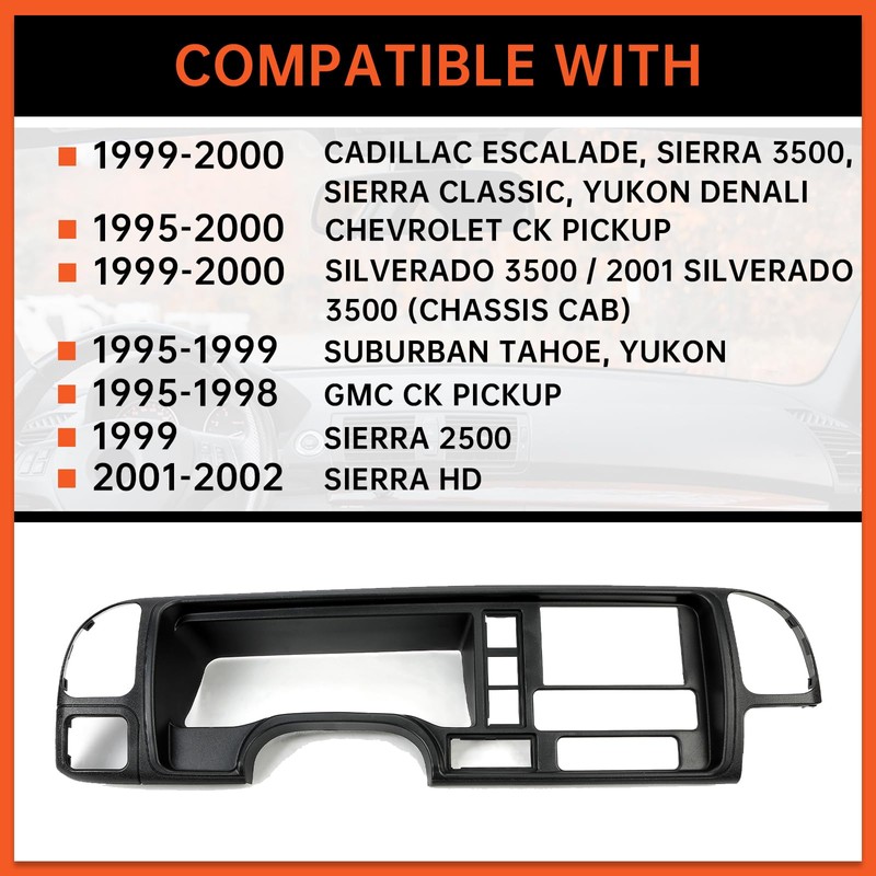 ECOTRIC Double Din Dash Panel Compatible with 1995-2002 GMC Truck