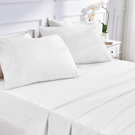 JOLLYVOGUE Twin Bed Sheet Set - 3 Piece Bed Sheets Set with Deep Pocket - Soft Breathable & Cooling - Resists Shrinkage & Fading Draps Queen - Easy Care (White)