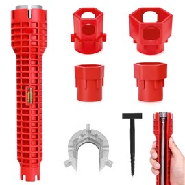 mizikuu Sink Wrench, 7 in 1 Sink Installer Tool Multifunctional Double Head Key Sink Tap Installer Tools for Toilet Bowl Bathroom Kitchen Sanitary Construction