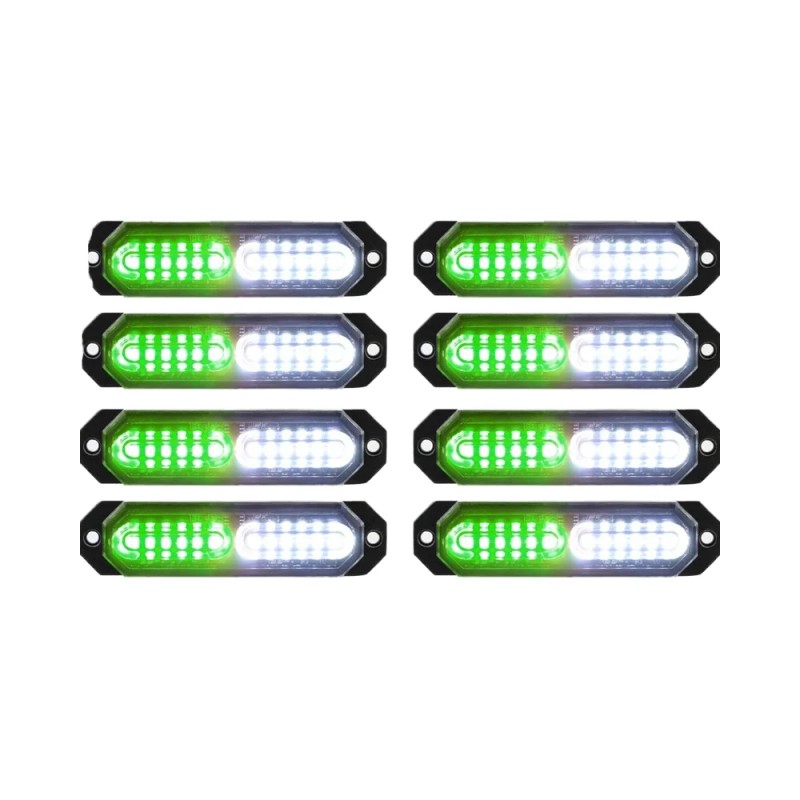 8pcs 12V Sync Ultra Slim 12-LED Surface Mount Flashing Strobe
