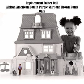 Replacement Parts for Loving Family Dollhouse - BFR49 ~ Replacement Father Doll ~ African American Dad in Purple Shirt and Brown Pants