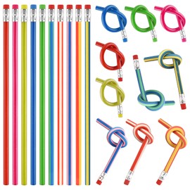 FEPITO 50 Pcs Soft Flexible Bendy Pencils Party Bag Fillers for Kids, School Stationary Equipment,Party Favors School Supplies（2styles）