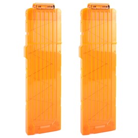 TiGog Pack of 2 Clip Magazines for Nerf N Strike, 18 Darts Clip Magazine, Quick Reload Darts Clip Magazine for Nerf N-Strike Elite Series Toy Rifles, Transparent Orange