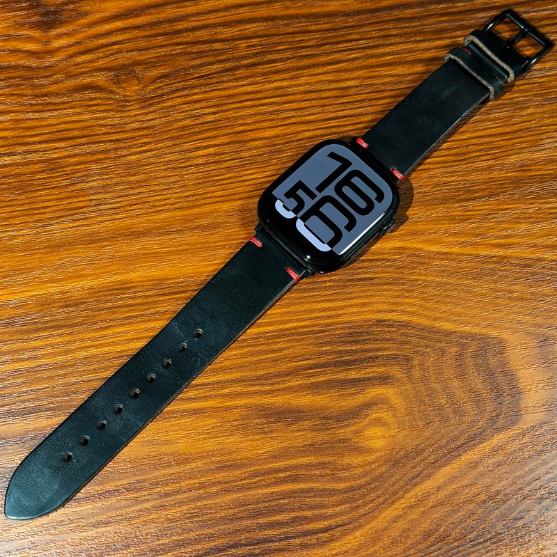 HEMSUT Soft Thin Horween Leather Band for iWatch 42/44/45/38/40/41/49mm, Military