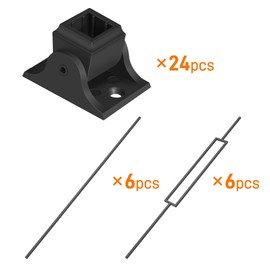 SIMESOVE 12 Pack Wrought Iron Balusters, 1/2 x 44 Hollow Rectangular Metal Staircase with 24 Swivel Shoes, Indoor or Outdoor Stairs, Deck and Terrace Railings, Matte Black