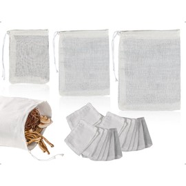 Emezddo 30 Stück Gewürzsäckchen,Gewürzbeutel zum kochen,Wiederverwendbar Baumwollbeutel,Teebeutel,Teabags,Netzbeutel,gewürzsack mit Kordelzug,für Tee,Kaffee,Filter,Gewürze(3 Größen)