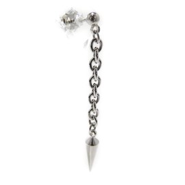 Akusetia Single Ear Earrings, Chain, Simple, Men's, Women's, Chain, Dagger, Silver Stainless Steel, No Gemstone