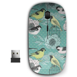 2.4G Ergonomic Portable USB Wireless Mouse for PC, Laptop, Computer, Notebook with Nano Receiver ( Birds Flowers )