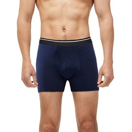Eizniz Calzoncillos calzones de lana merino para hombre con bragueta, ropa interior, capa base, marino, X-Large