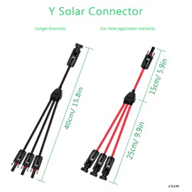 WOODGUILIN Y Solar Plug, Solar Module Y Branch Parallel Cable, 1 to 3 Male Female Solar Connection Adapter, with 10AWG 30A Waterproof IP68 40 cm Cable for Solar Panel. M/FFF & F/MMM (1 Pair, Y Solar