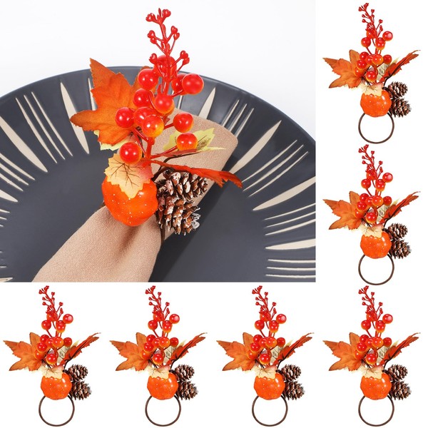 Thanksgiving Napkin Rings Set of 6 Fall Napkin Rings Fall