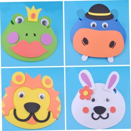 CORHAD 5 Set DIY Eva Cartoon Animal Hat Craft Kit for Headdress Materials for Preschool and Kindergarten Fun DIY Sticking Projects for Parent Interaction