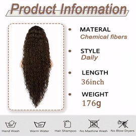 FDEETY Wig 36 in Women's Hairpiece Ponytail Extensions Voluminous Wavy Synthetic Hair Ombre with Drawstring Ideal for Hair Extensions and Styling Parties (Brown)