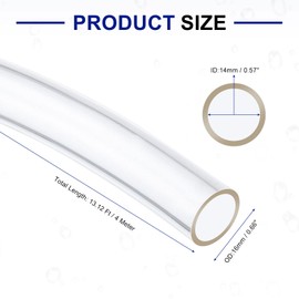 sourcing map PVC Tubing, 14mm ID x 16mm OD - 13 Feet Long Clear Vinyl Water Pipe, Lightweight Plastic Flexible Water Pipe for Aquaponics, Air Hose, Irrigation