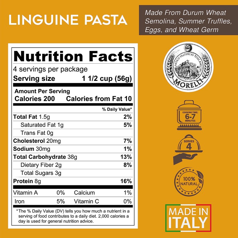 Morelli Italian Pasta Truffle Linguine - Gourmet Pasta - Handmade