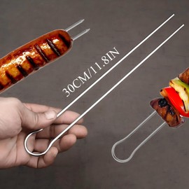 CONGGUAN 6 PCS Stainless Steel U-Shaped BBQ Skewers 30cm Double Pronged Kebab Skewers for Kebabs Grilling Oven and BBQ (11.8 Inch)