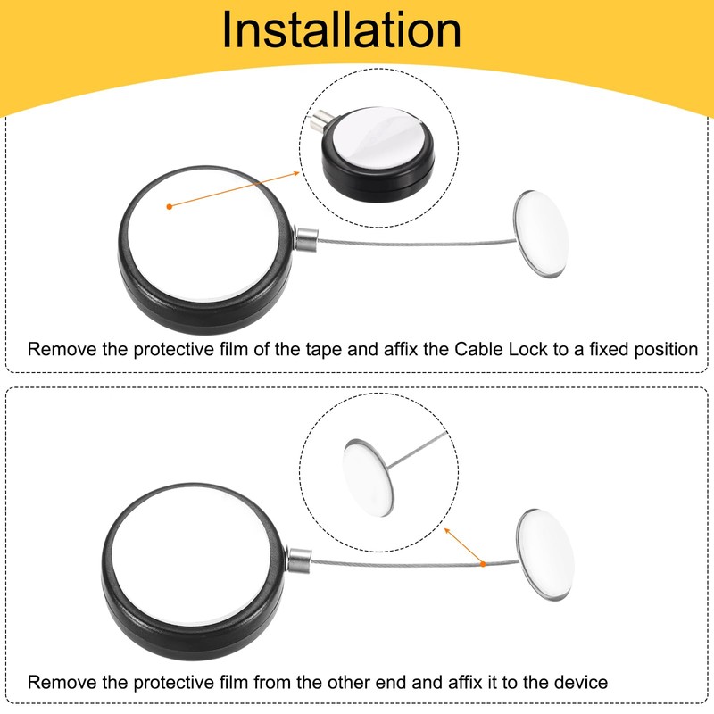 MECCANIXITY 3.3ft Retractable Cable Lock with Round Patch Remote Control