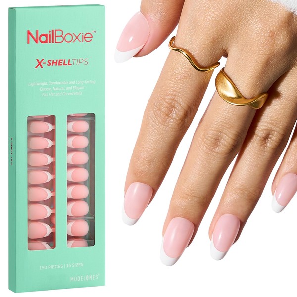 modelones Press on Nails, 150 Pcs White French Press on