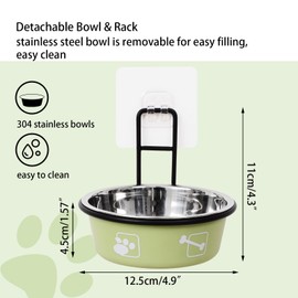 TRUNDISAN 4PCS Multi-Color Raised Pet Bowls, Wall Mounted Elevated Food and Water Bowls, Stainless Steel Hanging Pet Feeding Bowls with Stand, Nonslip
