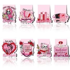 Funny Spicy Magnetic Bookmarks: 8 Pcs Smutty Romance Book Mark for Reading Women, Pink Unique Magnet Page Markers Clips, Bookish Gifts for Women Adults Book Lovers