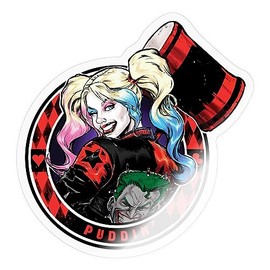 Spreadshirt Harley Quinn Puddin' Sticker, 10 x 10 cm, Transparent Glossy