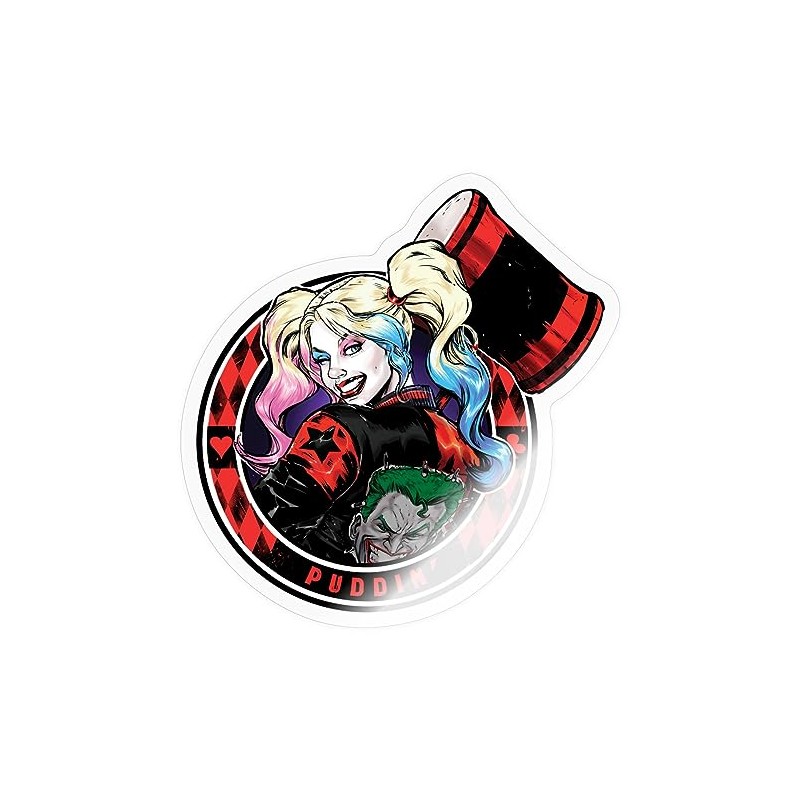 Spreadshirt Harley Quinn Puddin' Sticker, 10 x 10 cm, Transparent
