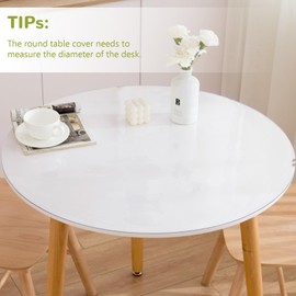 Eisdroma 44 Inch Clear Round Table Cover Protector - 1.5mm Thick Plastic Vinyl Waterproof Pad for Dining Room