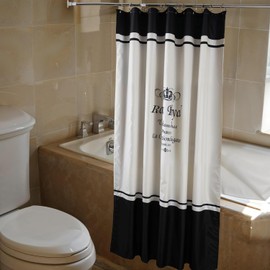 Riverbyland Decorative Vintage Black Ivory Polyester Shower Curtain 72" x 72"