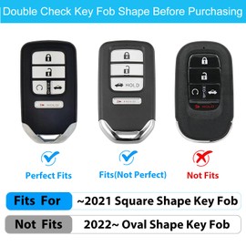 OLLEN Screws-Free Genuine Leather Key Fob Cover, Fit for Honda Accord Civic CRV Pilot Odyssey Passport,etc, Leather Smart Remote Key Protector, 5 Buttons, Brown