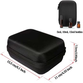 Essential Oils Carrying Case for 12 Bottles, EVA Essential Oil Organizer Bag Shockproof Essential Oils Travel Case No Leakage Can Hold 5ml, 10ml, 15ml Bottles (Black)
