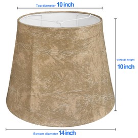 TOOTOO STAR Drum Lampshades Set of 2, Leather barrel Lamp Shade for Table Lamps Floor Lamps, Seaside Village Medium Lampshades 10" Top x 14" Bottom x 10" High, Hand Crafted, Easy Assembly Required