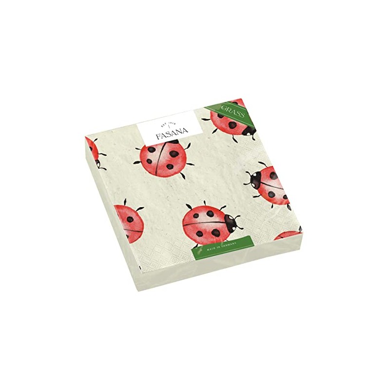 20 Small Cocktail Napkins from Sustainable Production, Lively Ladybirds, Animals,