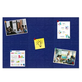 HULAVO Large Felt Cork Board for Wall 36" x 24" with 35 Pushpins, Self Adhesive DIY Felt Bulletin Board Pin Board for Office School Home Wall Decor Stickers Memos Photos Display (Dark Blue)