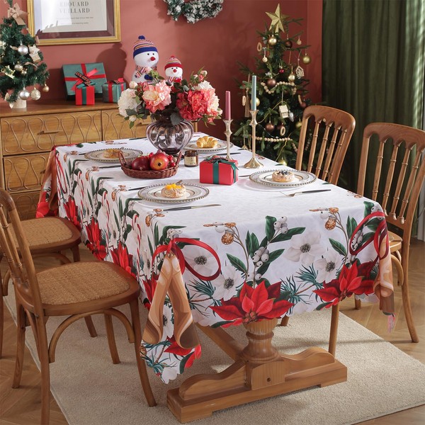 auons Rectangular Christmas Tablecloth 60x87 Inch, Christmas Decoration Tablecloth, Waterproof
