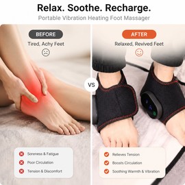 Portable Heated Foot Massager for Relaxation – Wireless Vibration Massage with Adjustable Heat for Home, Office & Travel
