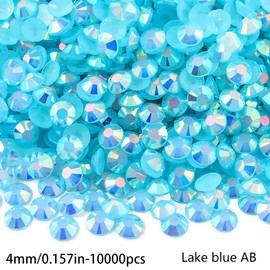 10000pcs 4mm Lake Blue AB Bedazzling gem Flatback Rhinestones Bulk Colorful Rhinestones for Nails DIY Nail Art, face Stickers, Body Art, Clothes, Bags, Craftsman's Jewelry