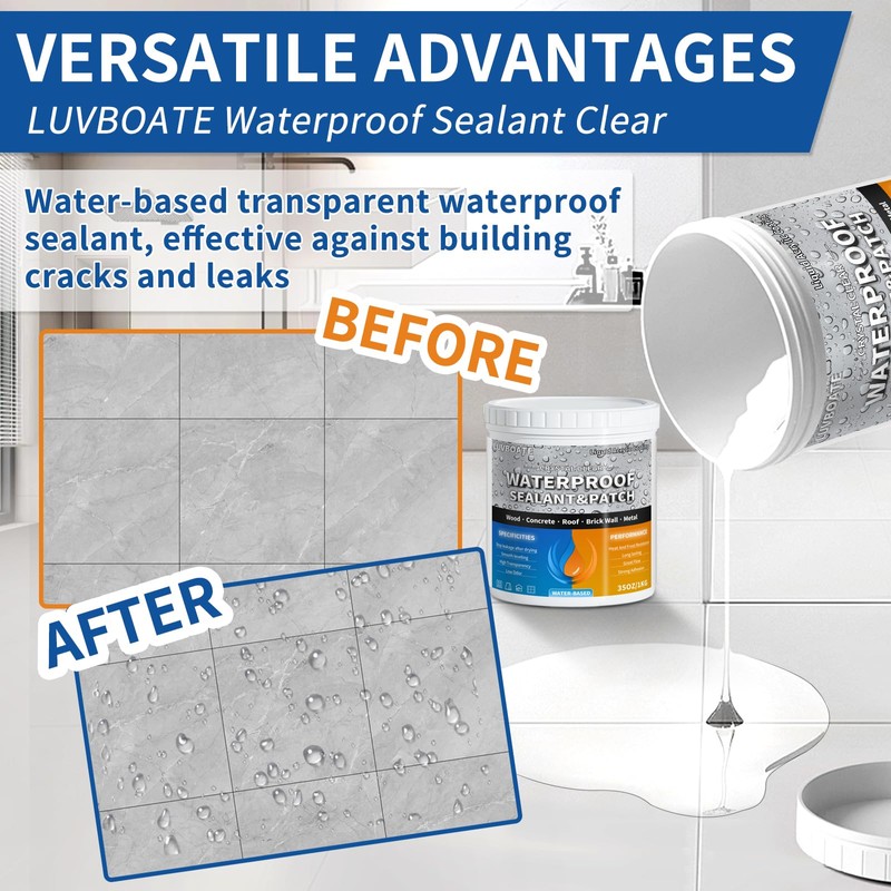 Liquid Waterproof Sealant 70oz Clear, LUVBOATE Transparent Waterproof Coating Water-Based