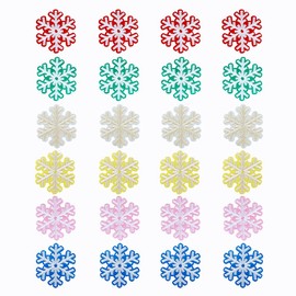 SaktopDeco 24 PCS Colorful Snowflake Iron On Patches - Embroidery Patch for Winter Theme Clothes DIY Accessories
