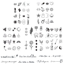 JJiaoLinin Temporary Tattoos for Adult Women Men Kids,85 styles Waterproof Black Tiny Tattoo Sticker Temporary Tattoo Set Waterproof Realistic Girls Boys Body Art Arm Waterproof Tattoo Stickers